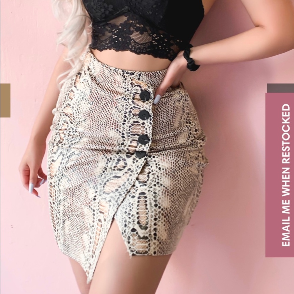Snake skin midi skirt
